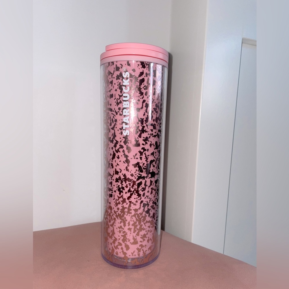 Starbucks Pink Cup with Gold Specks